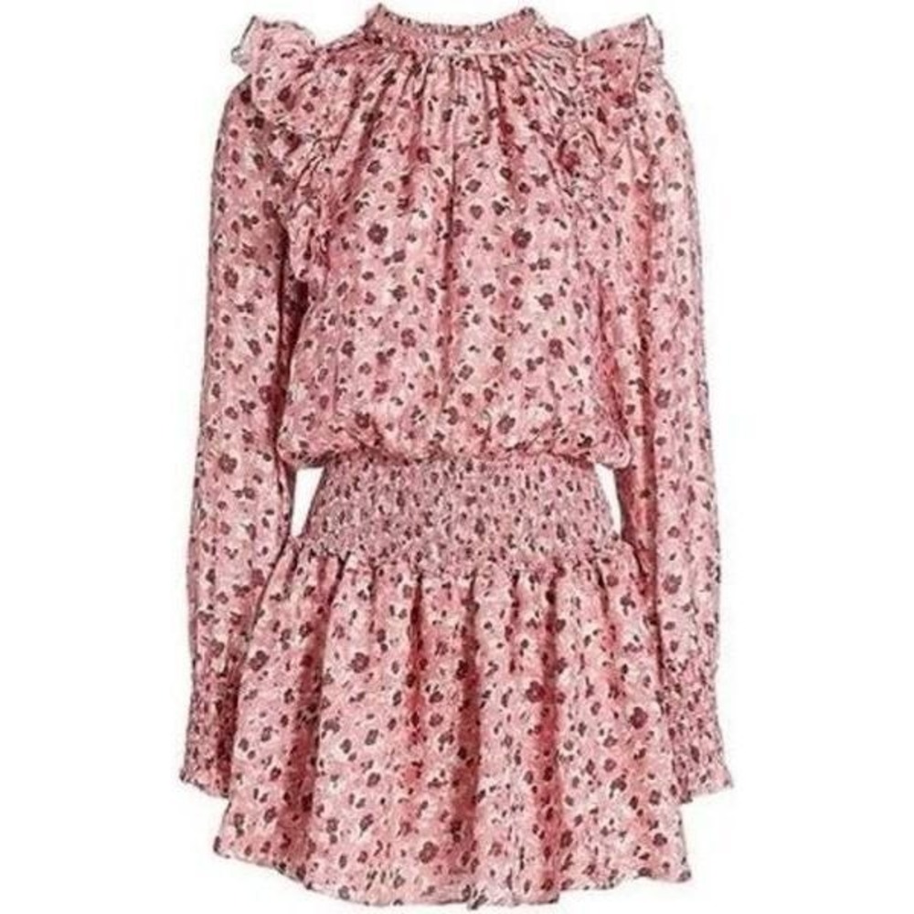 Ramy Brook NWT Pink Penelope Floral Ruffle Mini Dress in Size X-Smalll MSRP $445